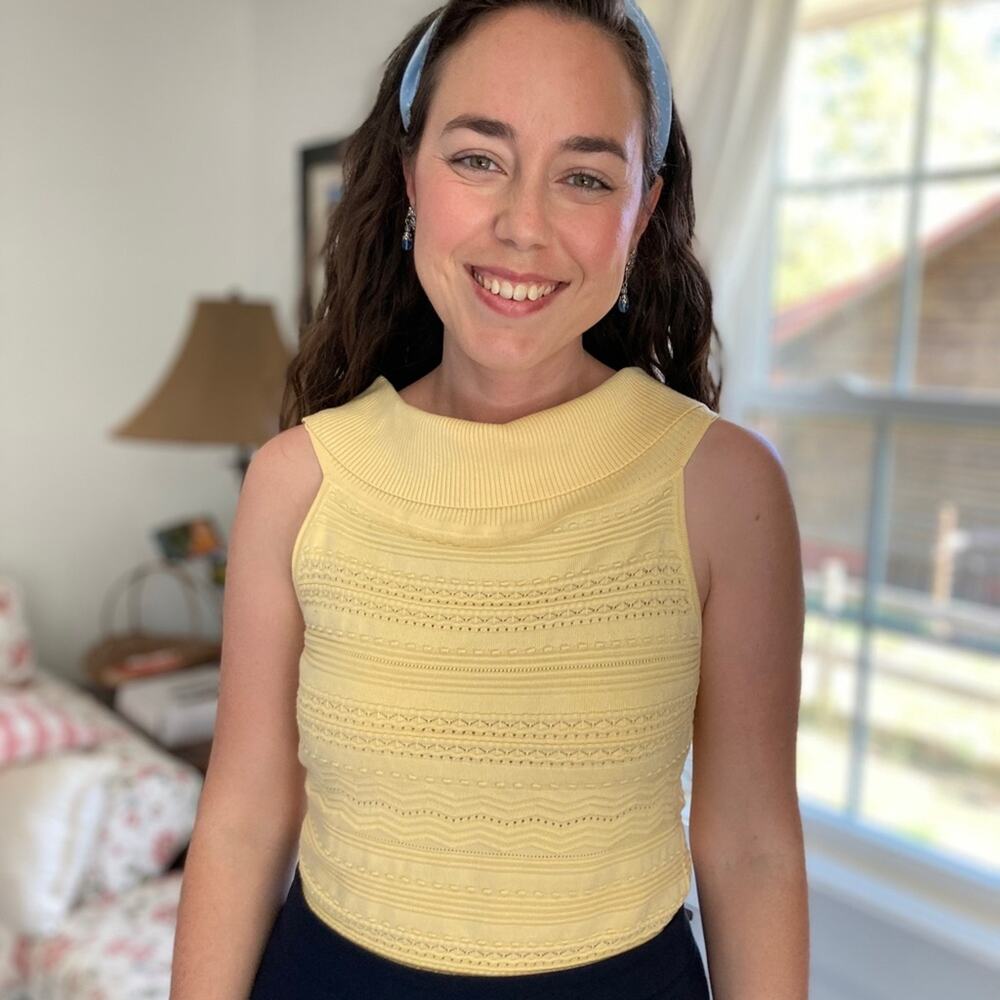 WH/BM Yellow Sleeveless Knit Top, Size S